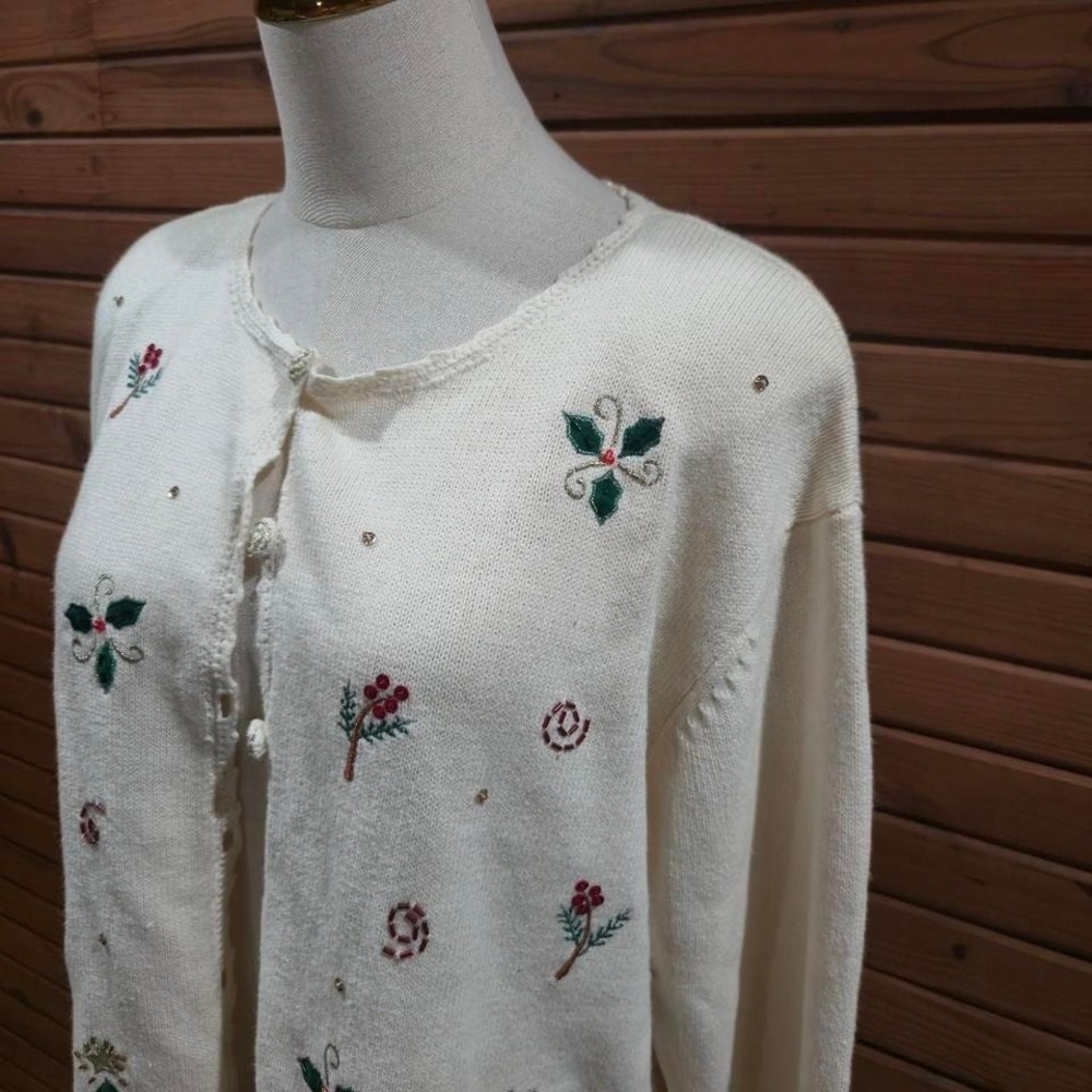 Vintage Womens Size Large Holiday Christmas Grannycore Cardigan